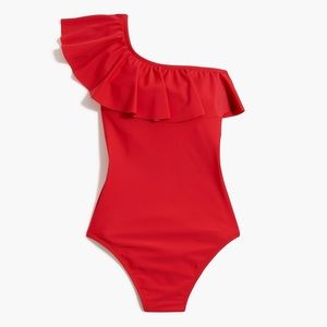 Ruffle One Shoulder Bathing Suit